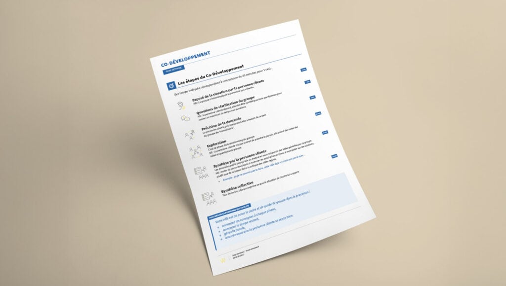 Fiche ressource de Sémawé, à titre d'exemple une fiche d'animation de co développement